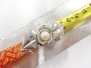 未使用品　パール帯留め・佐賀錦帯締めセット